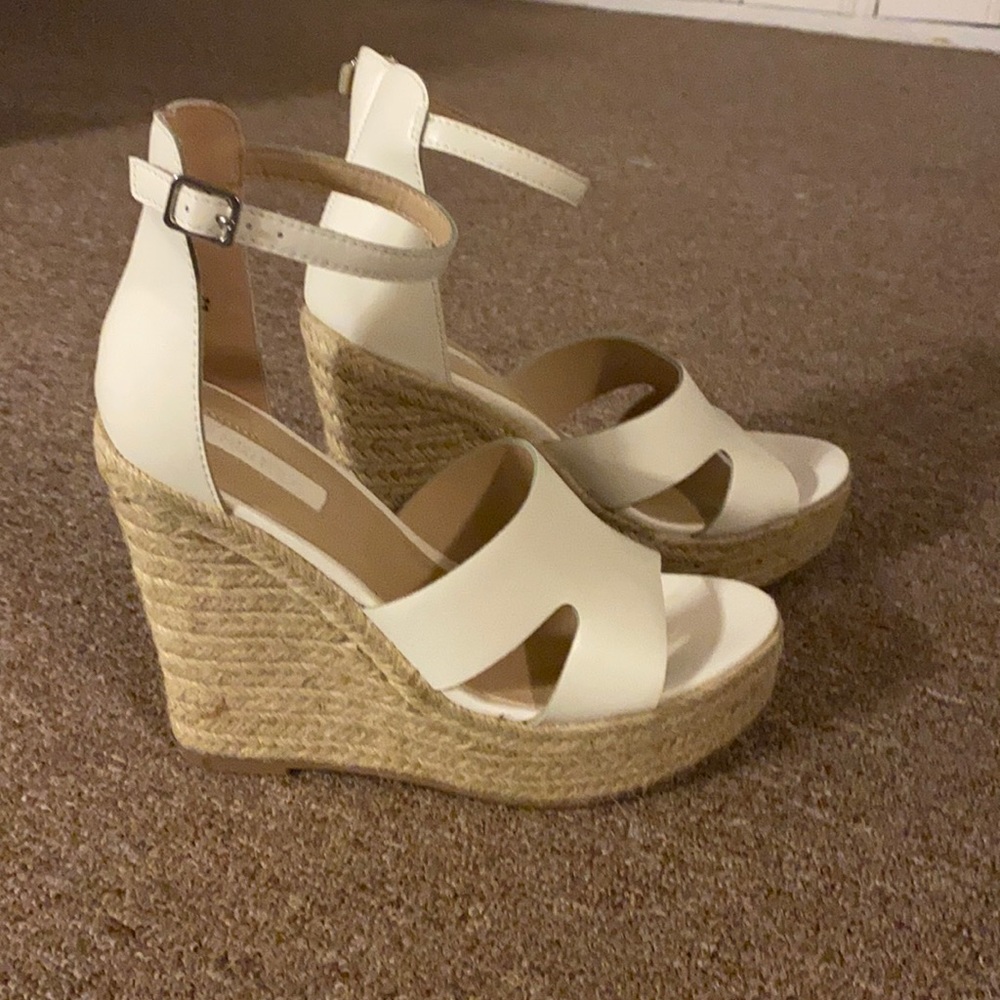 White platform wedges